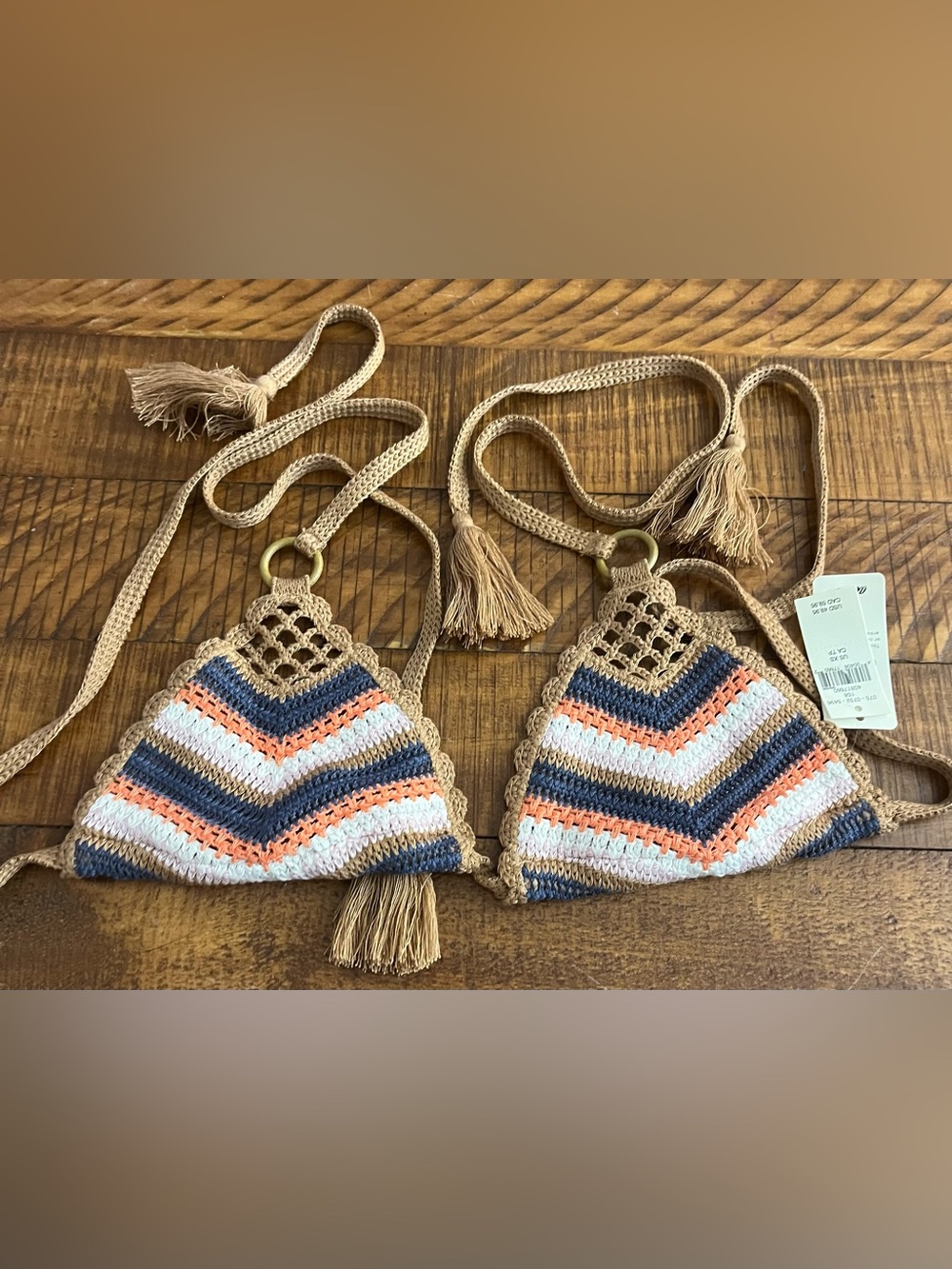 NWT Aerie Crochet String Triangle Bikini Top Stripe - Size XS - Picture 3 of 5